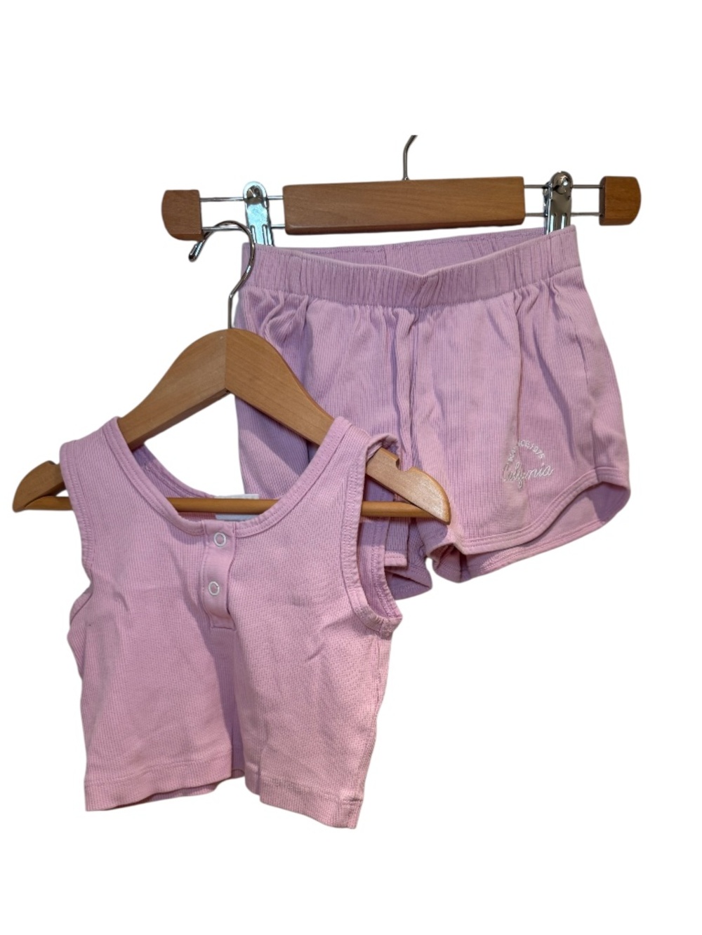 ZARA light pink ribbed tank & shorts set - size 6 (fits 4 imo)
